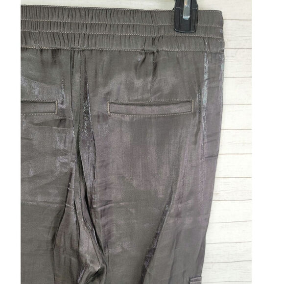 Anthropologie Satin Cargo Joggers in Carbon Gray Shimmer, sz XS - Picture 10 of 16